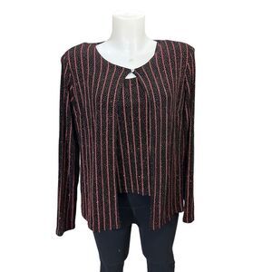 ONYX Nite 2 Piece Red Sparkling Shimmering Stretchy Cardigan & Tank Vintage sz M
